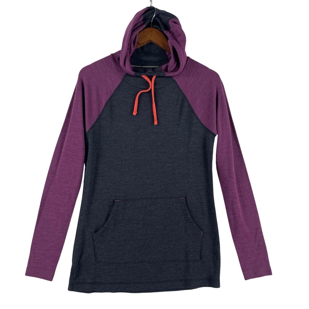 Smartwool Womens Merino 250 Hoodie SZ M Charcoal Purple Color block